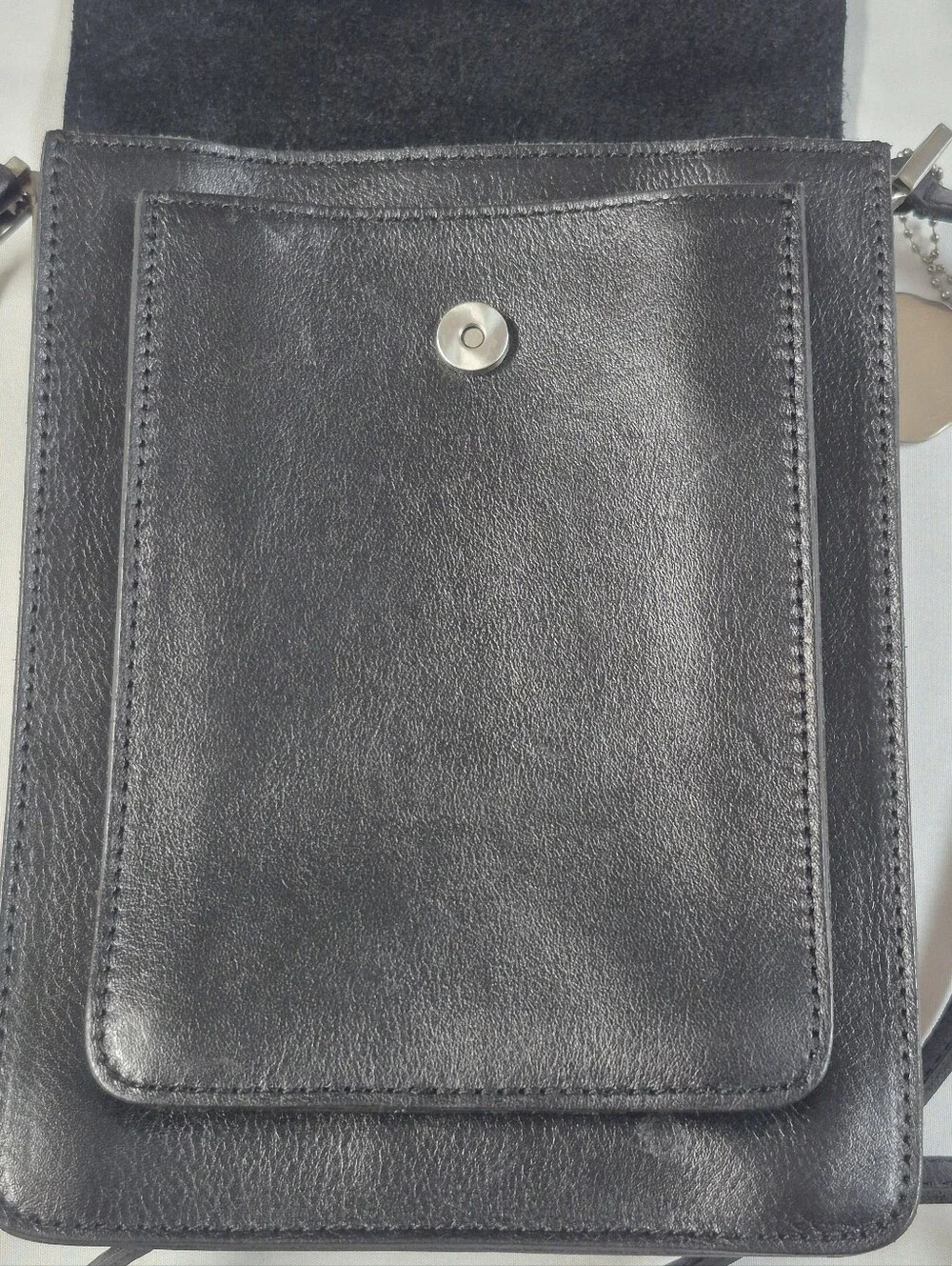 Patricia Nash Buckley Black Leather 3 Compartment North South Crossbody Purse